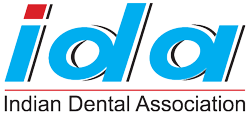 The image shows a logo with text that reads IDLA at the top, followed by a stylized graphic resembling a flower, and below that, the words INDIAN DENTAL ASSOCIATION in capital letters. The background of the logo is white, and the overall style appears to be professional and formal.